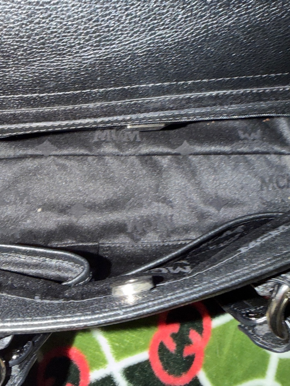 MCM Black Leather Satchel with Silver Hardware Accents - Picture 3 of 13